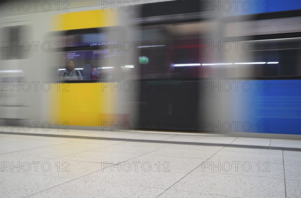 Underground entry S-Bahn, train, Class 420 Generation 2025, platform, stop, city centre station, public transport, movement effect, VVS, Stuttgart Transport Association, local transport, Stuttgart, Baden-Württemberg, Germany