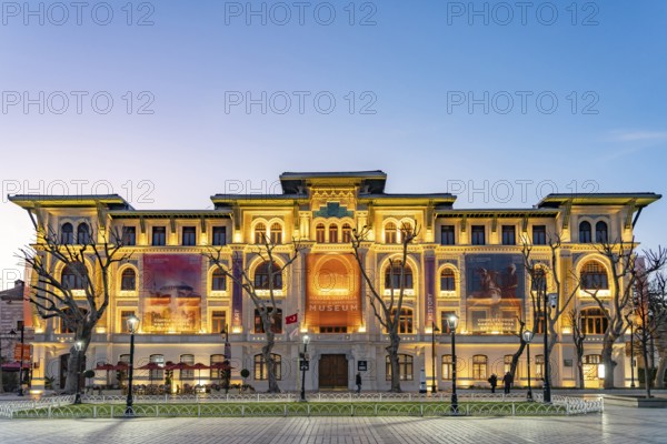 The Hagia Sophia History and Experience Museum at the Hippodrome at dusk, Istanbul, Turkey