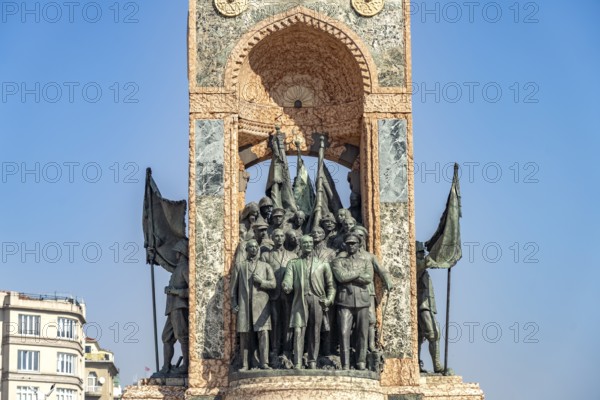 The Republic of Cumhuriyet Aniti Monument on Taksim Square Taksim Meydani in Beyoglu, Istanbul, Turkey