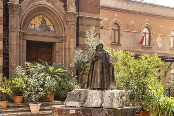 Pope John XXIII in front of the Basilica of St Anthony Sent Antuan Kilisesi in Beyoglu, Istanbul, Turkey