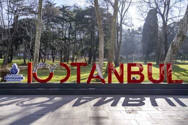 Istanbul lettering in Gülhane Park in Istanbul, Turkey
