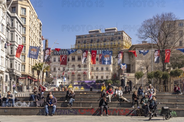 Stairs in Sishane Park and Sishane Metro Station, Istanbul, Turkey