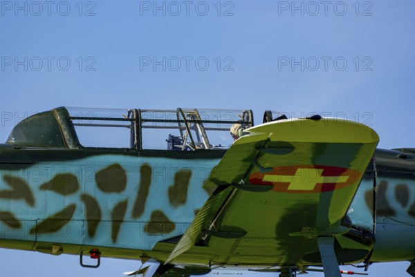A Pilatus P-2 of Pilatus Flugzeugwerke AG with the registration D-EPII during a flight demonstration as part of an air show at the Rossfeld in Metzingen-Glems, Baden-Württemberg, Germany, for editorial use only
