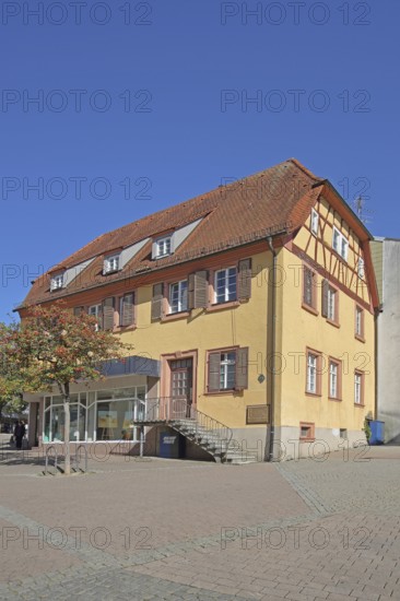 Bronner House, home of winegrower, pharmacist and writer Johann Philipp Bronner, Unterer Markt, Wiesloch, Baden-Württemberg, Germany