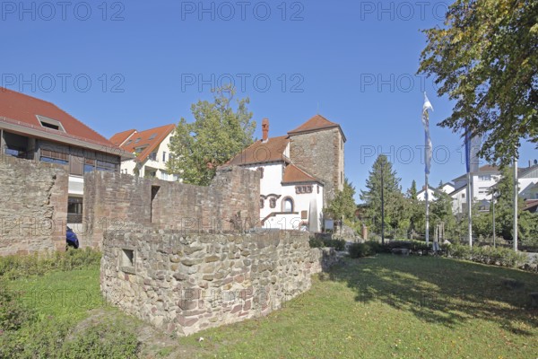 Former town wall, town fortifications and local history museum with Dörndl defence defence tower, Röhrbuckel, Wiesloch, Baden-Württemberg, Germany