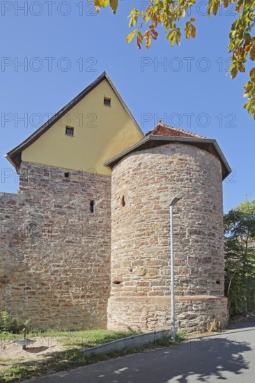 Historic defence defence tower of the former town fortifications, town wall, Höllgasse, Wiesloch, Baden-Württemberg, Germany