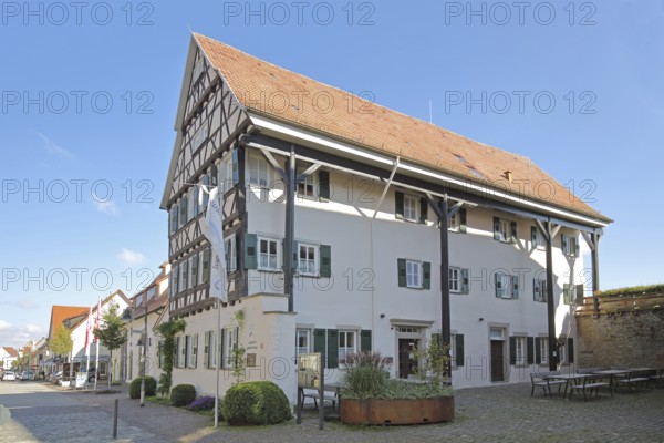 Former equestrian centre and current youth hostel at the medieval Zollern Castle in Balingen, Swabian Alb, Baden-Württemberg, Germany