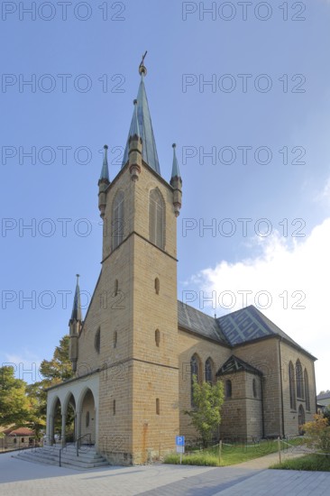 Neo-Gothic St John's Parish Church built in 1856, Hechingen, Swabian Alb, Baden-Württemberg, Germany