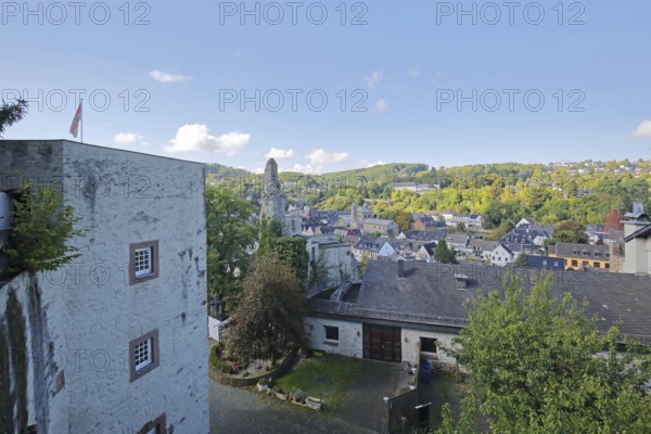 View of the townscape from the castle, Bad Münstereifel, Ahrgebirge, Eifel, North Rhine-Westphalia, Germany