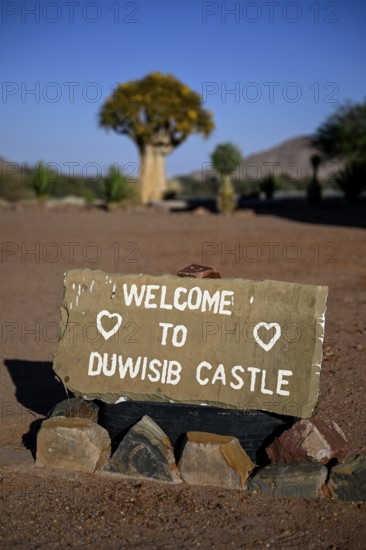Sign at Duwisib Castle, near Maltahöhe, Hardap Region, Namibia