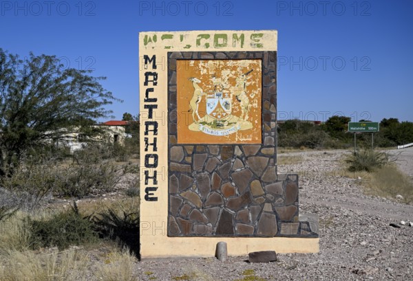 Sign at the entrance to the village, Maltahöhe, Hardap Region, Namibia