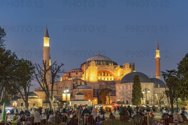 Today's Hagia Sophia mosque at dusk, Istanbul, Turkey