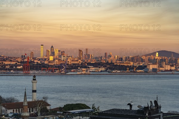 Skyline of the Asian side in the evening light, Istanbul, Turkey