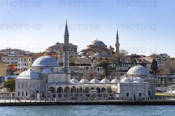 The Shemsi Ahmet Pasha Mosque and the Rumi Mehmet Pasha Mosque on the Bosphorus in Üsküdar, Istanbul, Turkey