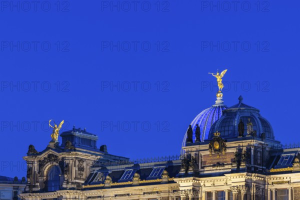 Towers of the Academy of Fine Arts in the Blue Hour, Dresden, Saxony, Germany