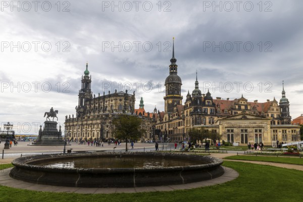 King John Monument on Theatre Square, Sanctissimae Trinitatis Cathedral, Royal Palace, Old Town, Dresden, Saxony, Germany