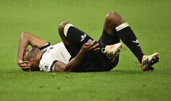 Jonathan Tah GER (04) injured on the ground Injury World Cup qualifier, international match, Germany v Luxembourg, PreZero Arena, Sinsheim, Baden-Württemberg, Germany