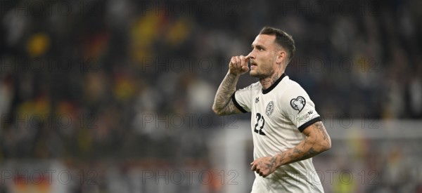 Goal celebration David Raum GER (22) Gesture Gesture World Cup qualifier, international match, Germany v Luxembourg, PreZero Arena, Sinsheim, Baden-Württemberg, Germany