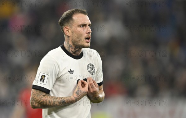 David Raum GER (22) mimes innocent lamb after foul gesture World Cup qualifier, international match, Germany v Luxembourg, PreZero Arena, Sinsheim, Baden-Württemberg, Germany