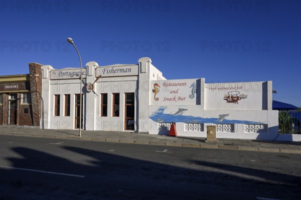 Facade of the Portuguese Fisherman restaurant, Lüderitz, Karas region, Namibia