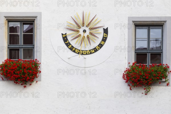 Sundial at the town hall, Old Town, Meissen, Saxony, Germany