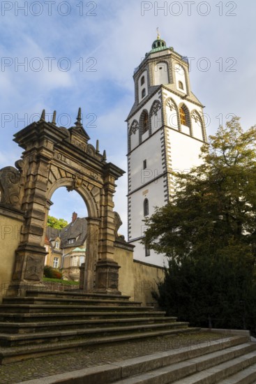 Clothmakers' Gate and Church of Our Lady, Old Town, Meissen, Saxony, Germany