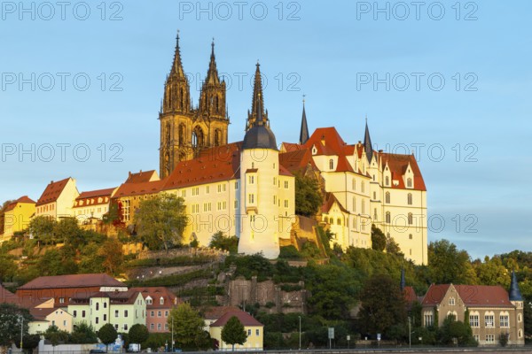 View of Albretsburg Castle and Meissen Cathedral, St. Johannis and St. Donatus, Old Town, Meissen, Saxony, Germany