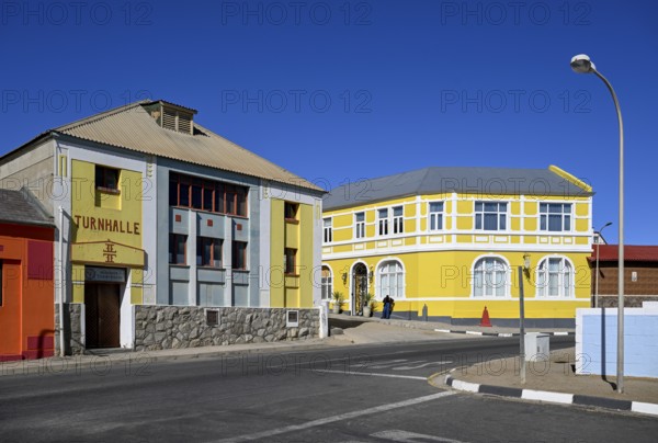 Facade of the former gymnasium, Lüderitz, Karas region, Namibia