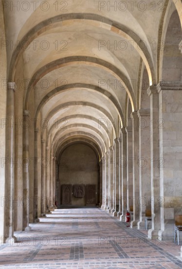 Interior view of the side aisle, basilica, monastery church, founded in 1136, Eberbach Monastery, Eltville am Rhein, Rheingau, Hesse, Germany