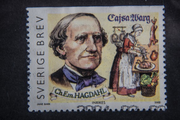 Charles Emil Hagdahl (1809-1897) was a Swedish physician and author of a cookbook that became very popular and influential. Portrait on a Swedish postage stamp