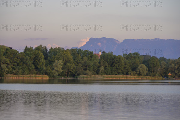 Sunset at the moor lake of, Abtsdorf, Saaldorf-Surheim, Bavaria, Germany