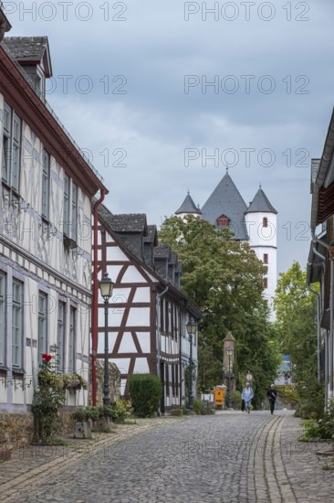 Alley in the old town centre of Eltville, Rheingau, Hesse, Germany
