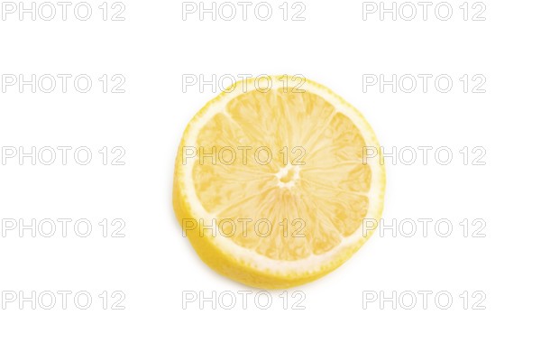 Yellow Lemon Cut in half isolated on white background. Side view, close up. healthy food, vegetable, minimalism. citrus