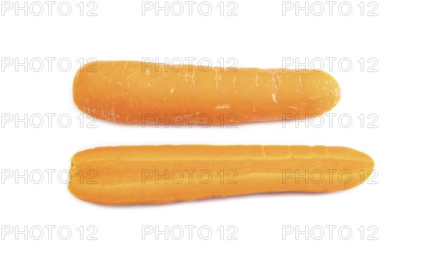 Orange Carrot isolated on white background. Side view, close up. healthy food, vegetable, minimalism