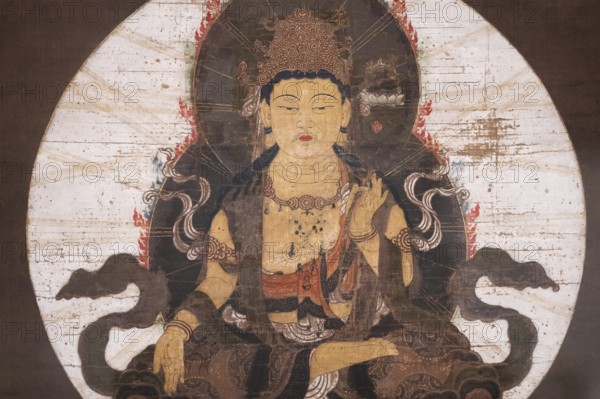 Wall hanging, painting of the Bodhisattva Akasagarbha or Bodhisattva of Space, central figure of Shingon Buddhism, British Museum, London, London region, England, Great Britain
