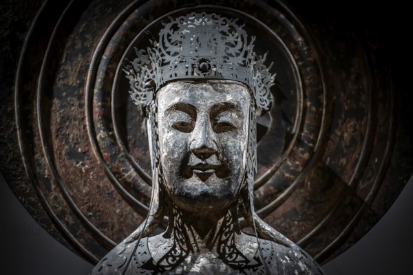 Head of a Japanese Buddha statue, British Museum, London, London region, England, Great Britain