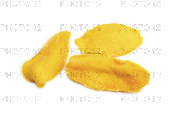 Dried Mango isolated on white background. Side view, close up. healthy food, minimalism