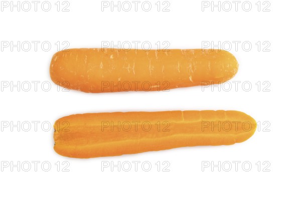 Orange Carrot isolated on white background. Top view, close up, flat lay. healthy food, vegetable, minimalism