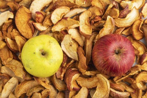 Dried Apples, texture, Top view, close up, flat lay. healthy food, minimalism. sweet