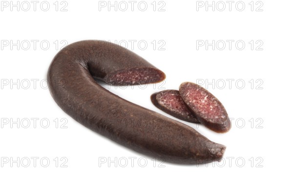 Sujuk sausage isolated on white background. Side view, flat lay