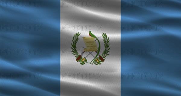 Guatemala flag with fabric texture. Realistic flag of Guatemala waving