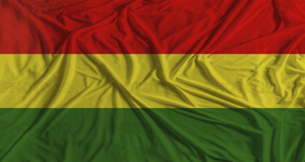 Bolivian flag with fabric texture background. National flag of Bolivia