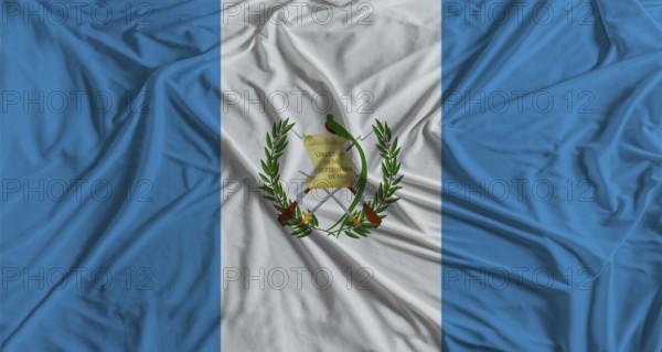 Guatemalan flag with fabric texture background. National flag of Guatemala