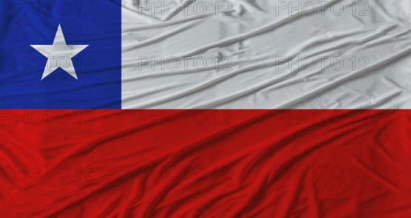 Chilean flag waving. Flag of Chile with cloth texture