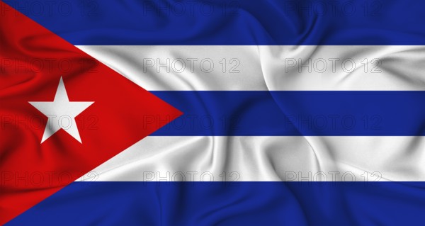 Realistic Cuba flag waving. Close up of flag of Cuba with cloth texture