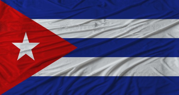 Cuban flag waving. Flag of Cuba with cloth texture