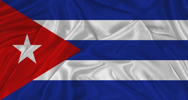 Flag of Cuba with cloth texture. Close up of Cuba flag waving