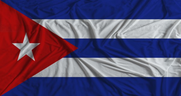 Cuban flag with fabric texture background. National flag of Cuba