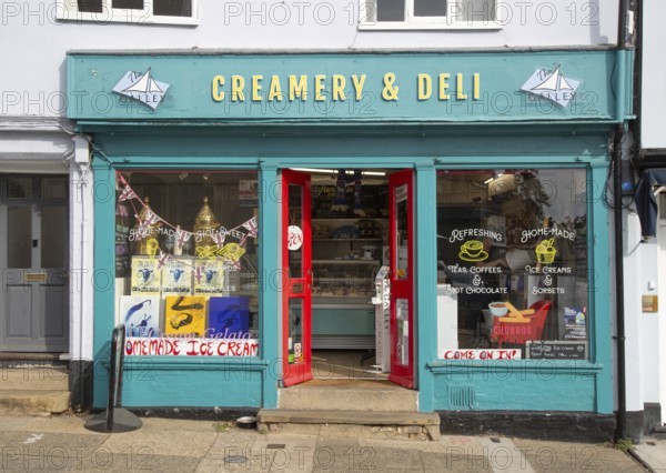 The Galley Creamery and Deli shop, Market Hill, Woodbridge, Suffolk, England, UK