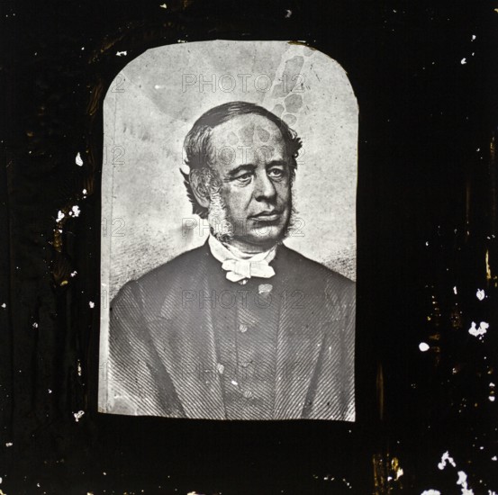 Magic lantern slide portrait of unknown male gentleman in Victorian period clothing of late 1800s